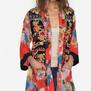 Johnny Was Chinese Red Embroidered Kimono